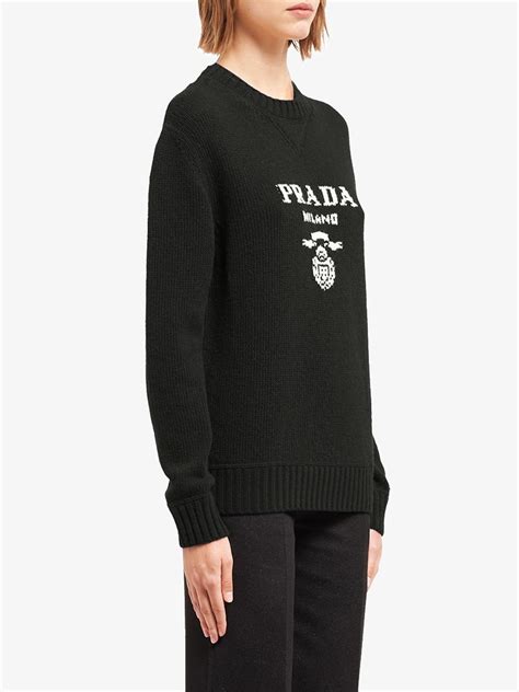 prada intarsia-knit logo jumper|Prada Logo Intarsia Crewneck Knitted Jumper .